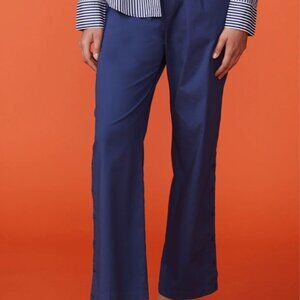 Monrow Women’s Poplin Wide-Leg Trousers – Navy (Size S) | NWT